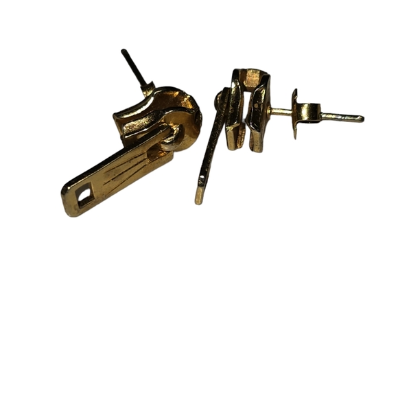 Vintage Gold Tone Zipper Earrings19 - Picture 2 of 3